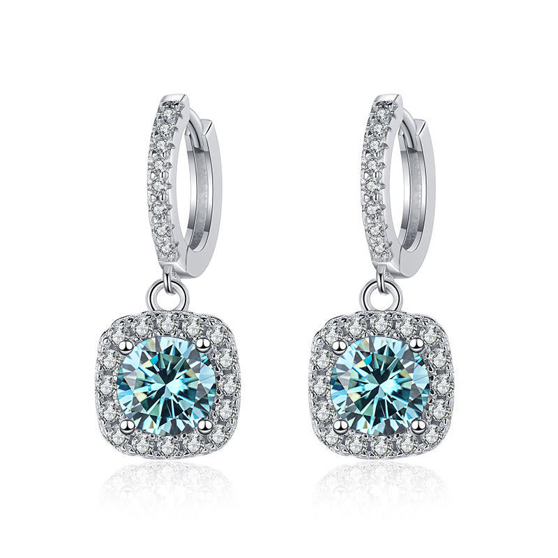 S925 Moissanite Round Cut Hoop Earrings