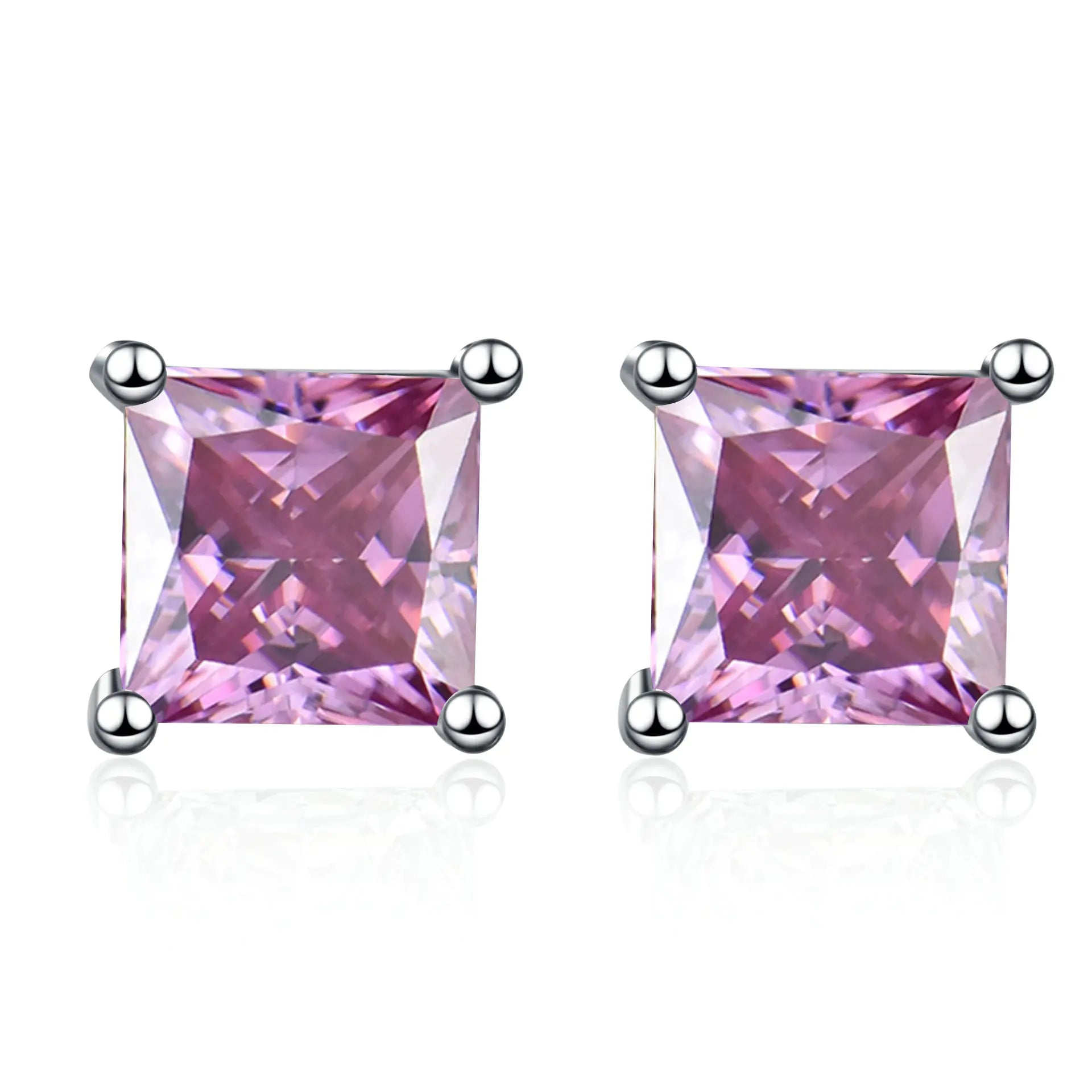 S925 Moissanite Princess Cut Stud Earrings