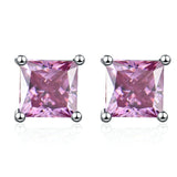 S925 Moissanite Princess Cut Stud Earrings