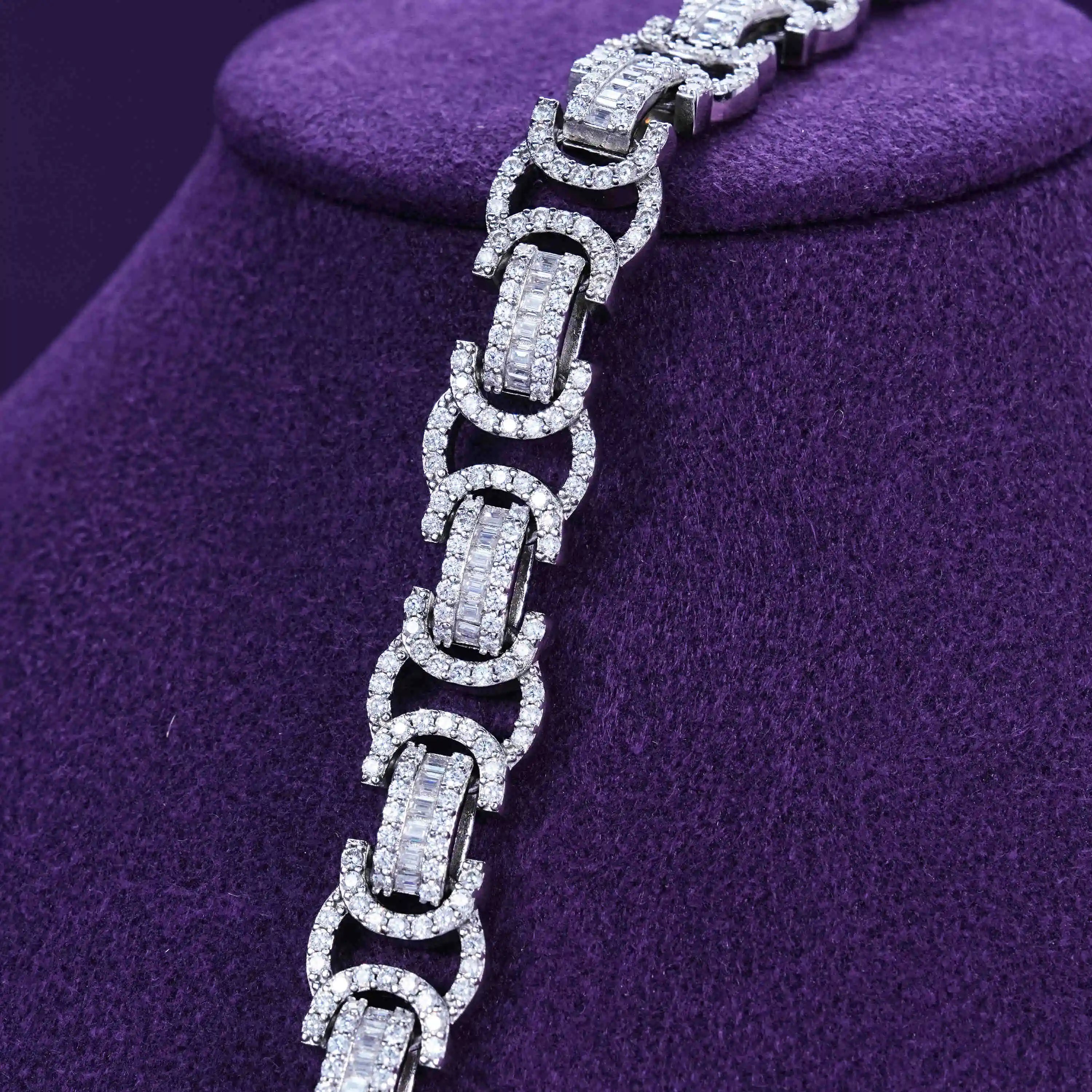 S925 Moissanite 12MM Byzantine Iced Chain