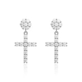 S925 Silver Moissanite Flower Cluster Cross Stud Earrings