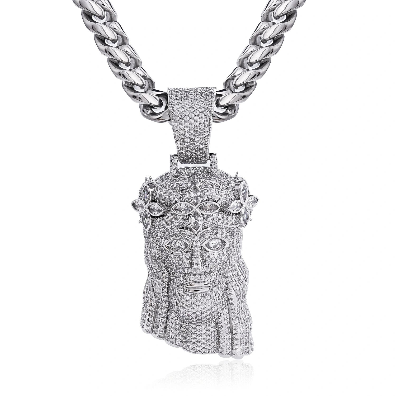 Iced Clover Crown Jesus Pendant