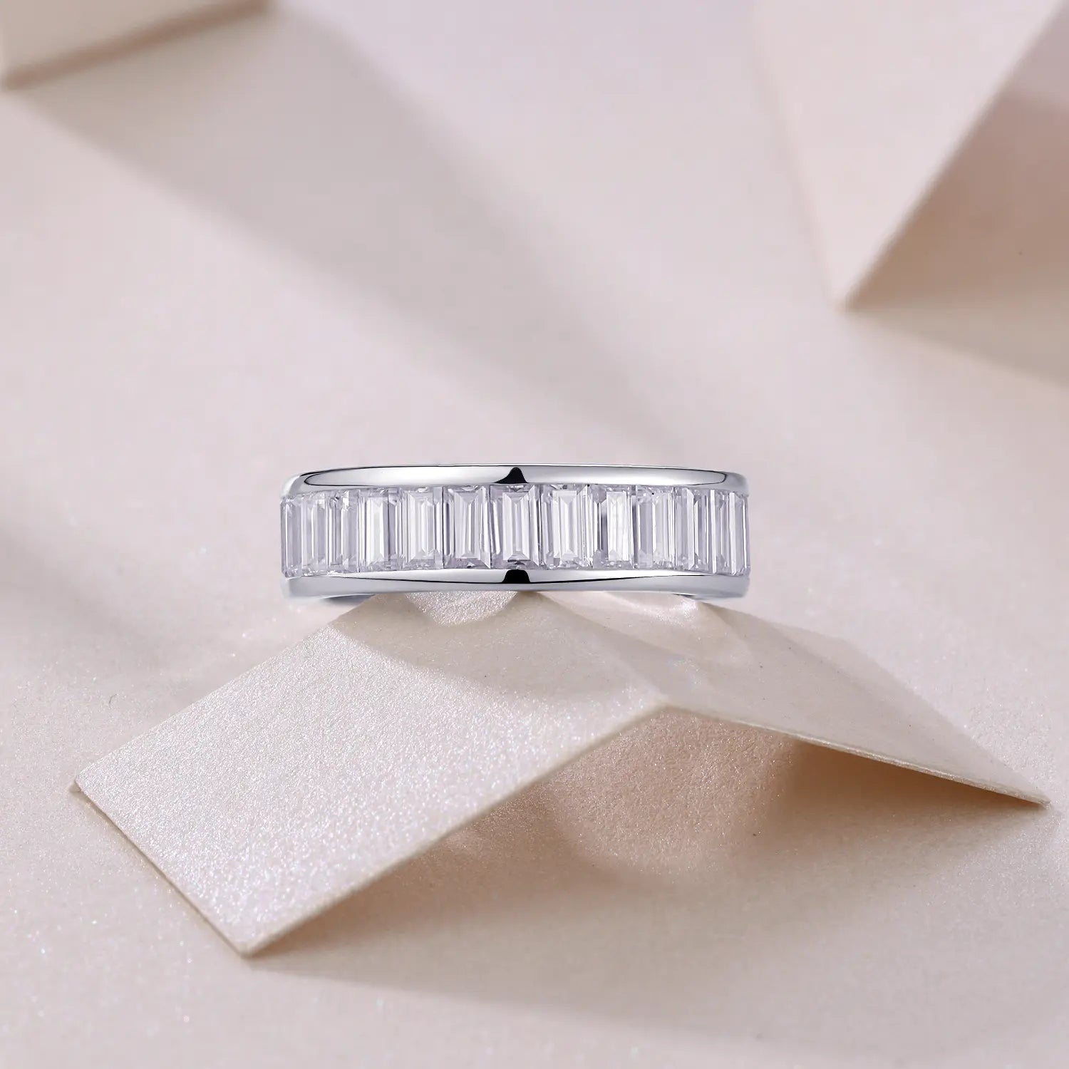 S925 Moissanite Baguette Channel Ring