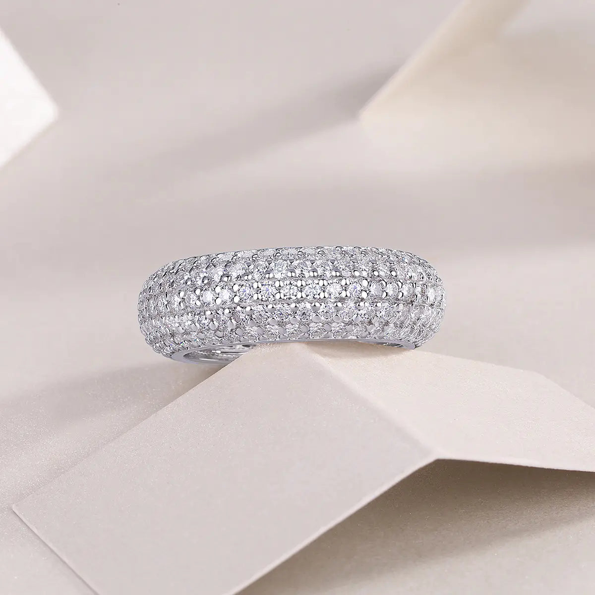 Moissanite Five Row Pave Setting Ring