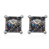 S925 Moissanite Princess Cut Stud Earrings