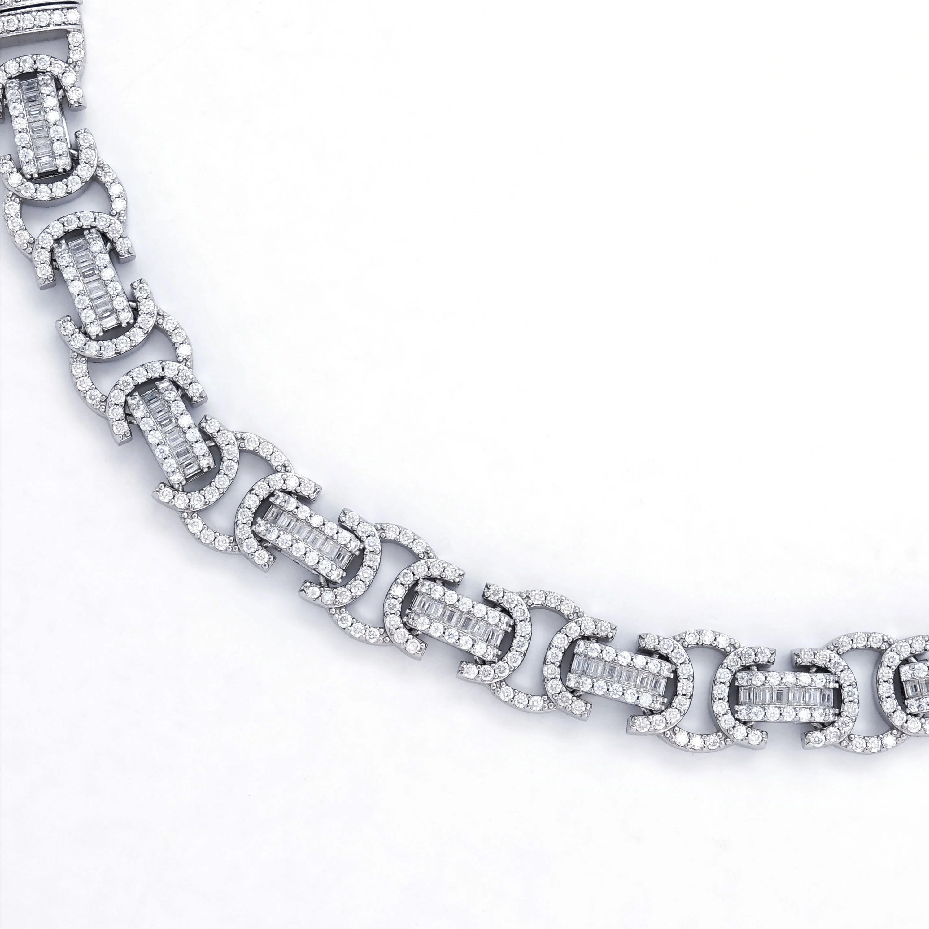 S925 Moissanite 12MM Byzantine Iced Chain