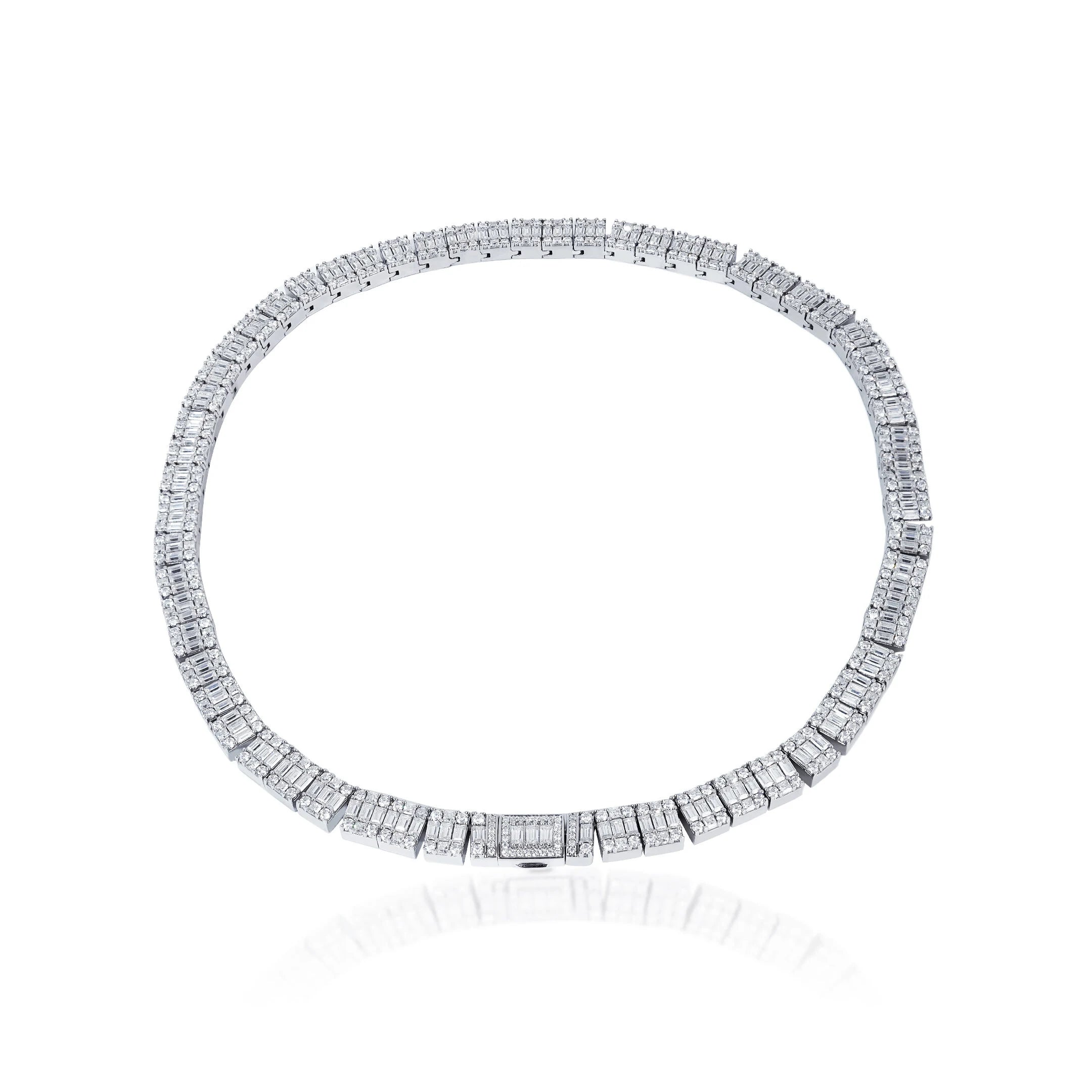 S925 Moissanite 10MM Baguette Tennis Chain