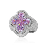 S925 Gemstone Moissanite Four Leaf Clover Ring