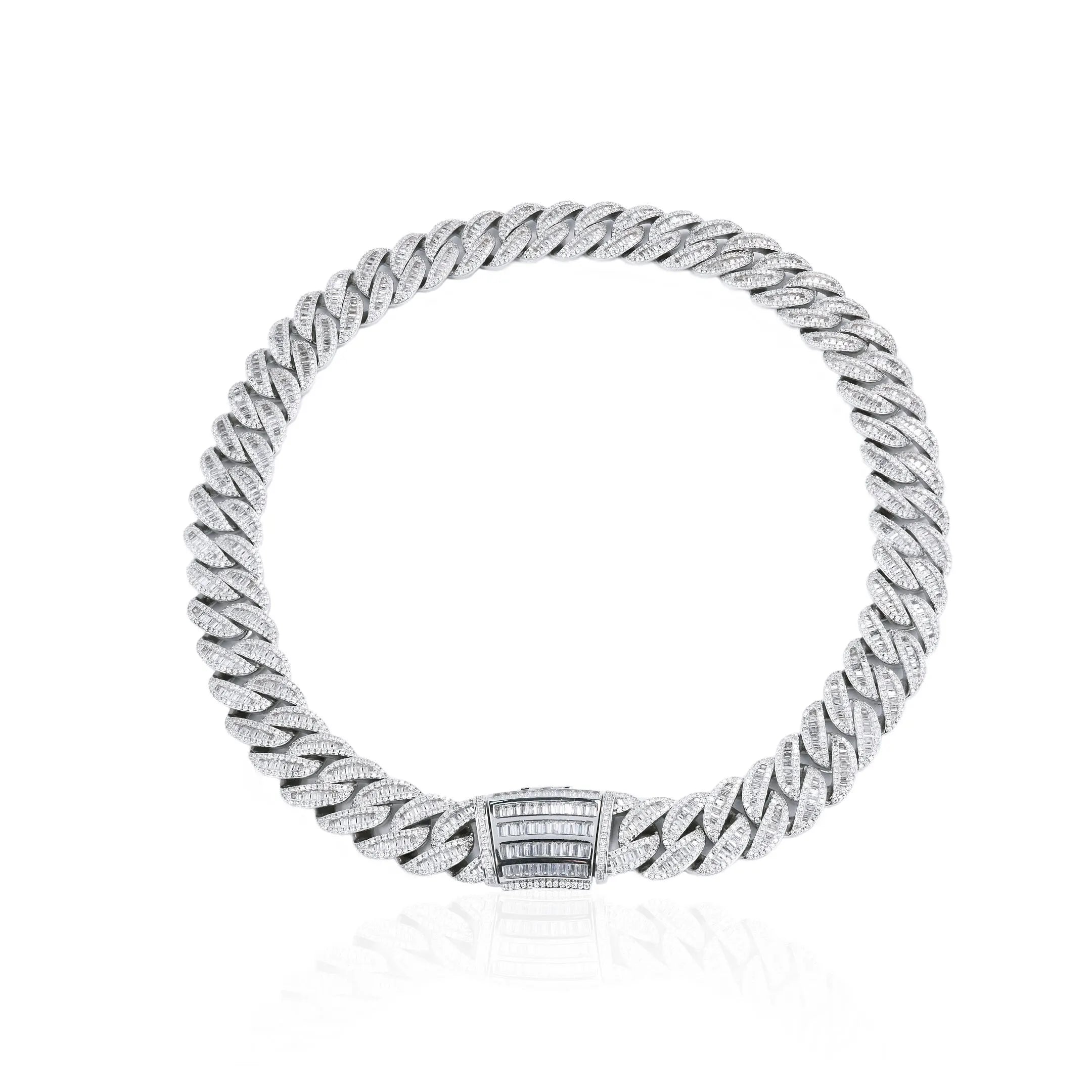 S925 Moissanite Baguette Cuban Chain