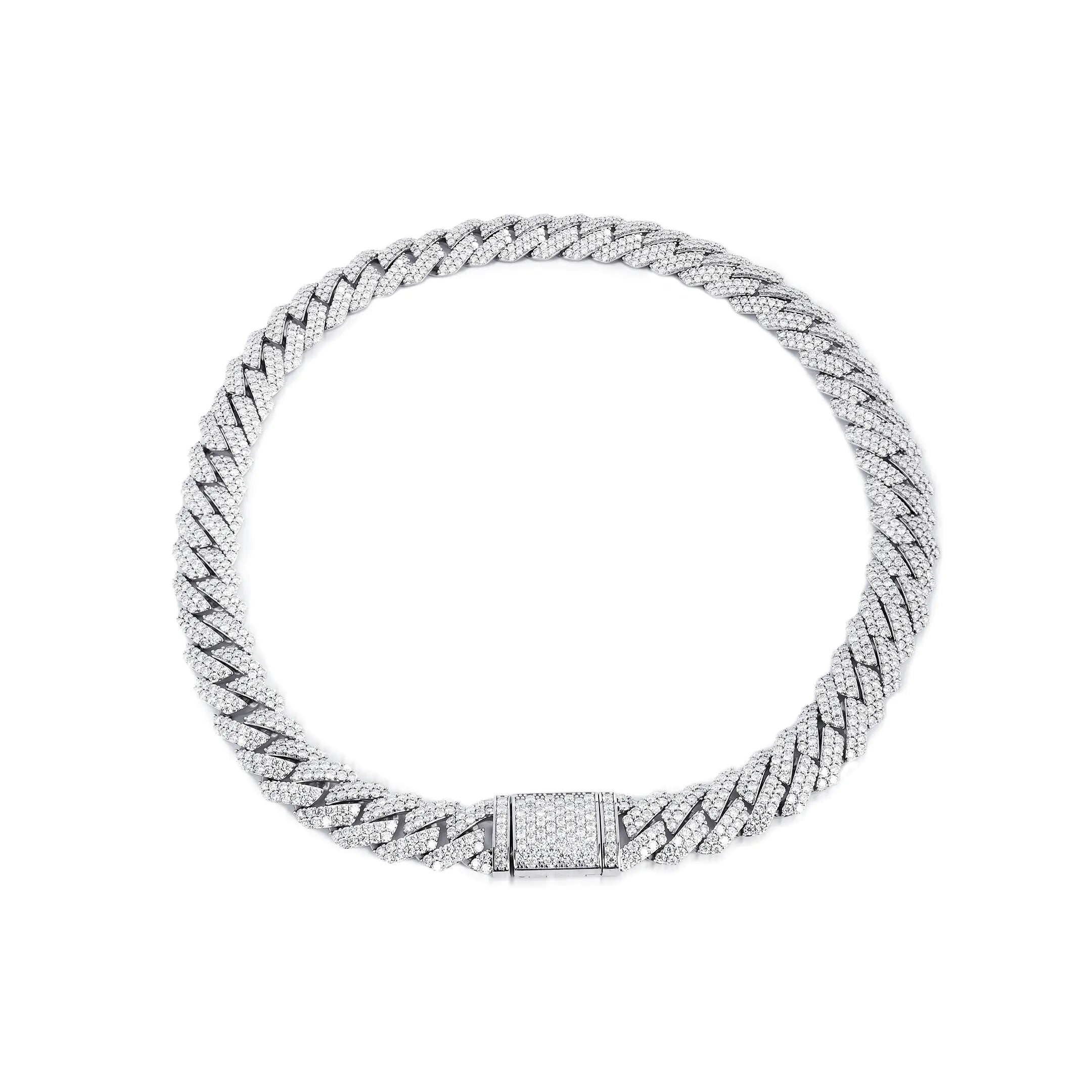 S925 Moissanite Prong Cuban Bracelet