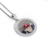 Custom 50MM Two Row Moissanite Round Photo Pendant