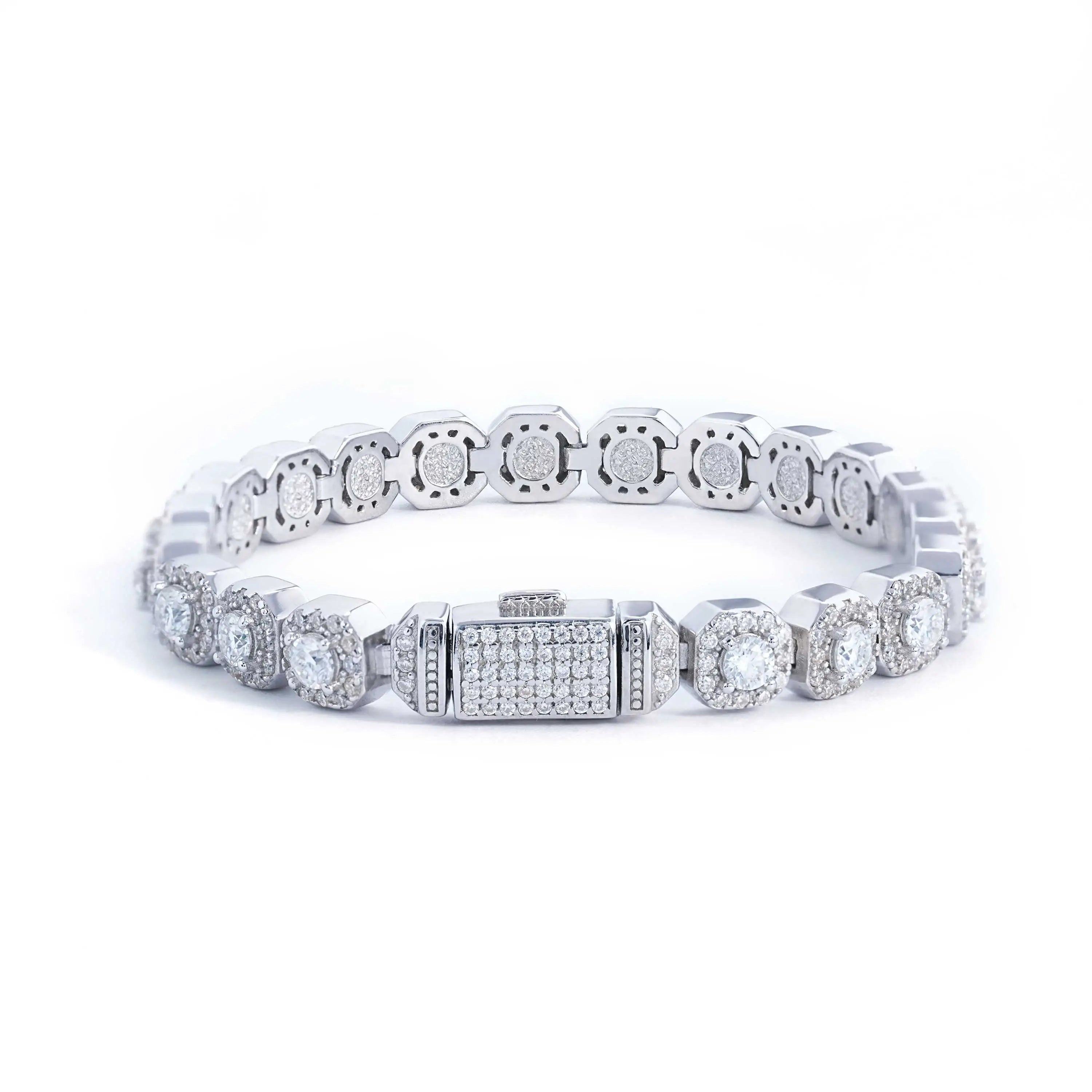 S925 Moissanite Clustered Tennis Bracelet