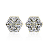 S925 Silver Moissanite Cluster Hexagon Earrings