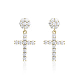 S925 Silver Moissanite Flower Cluster Cross Stud Earrings