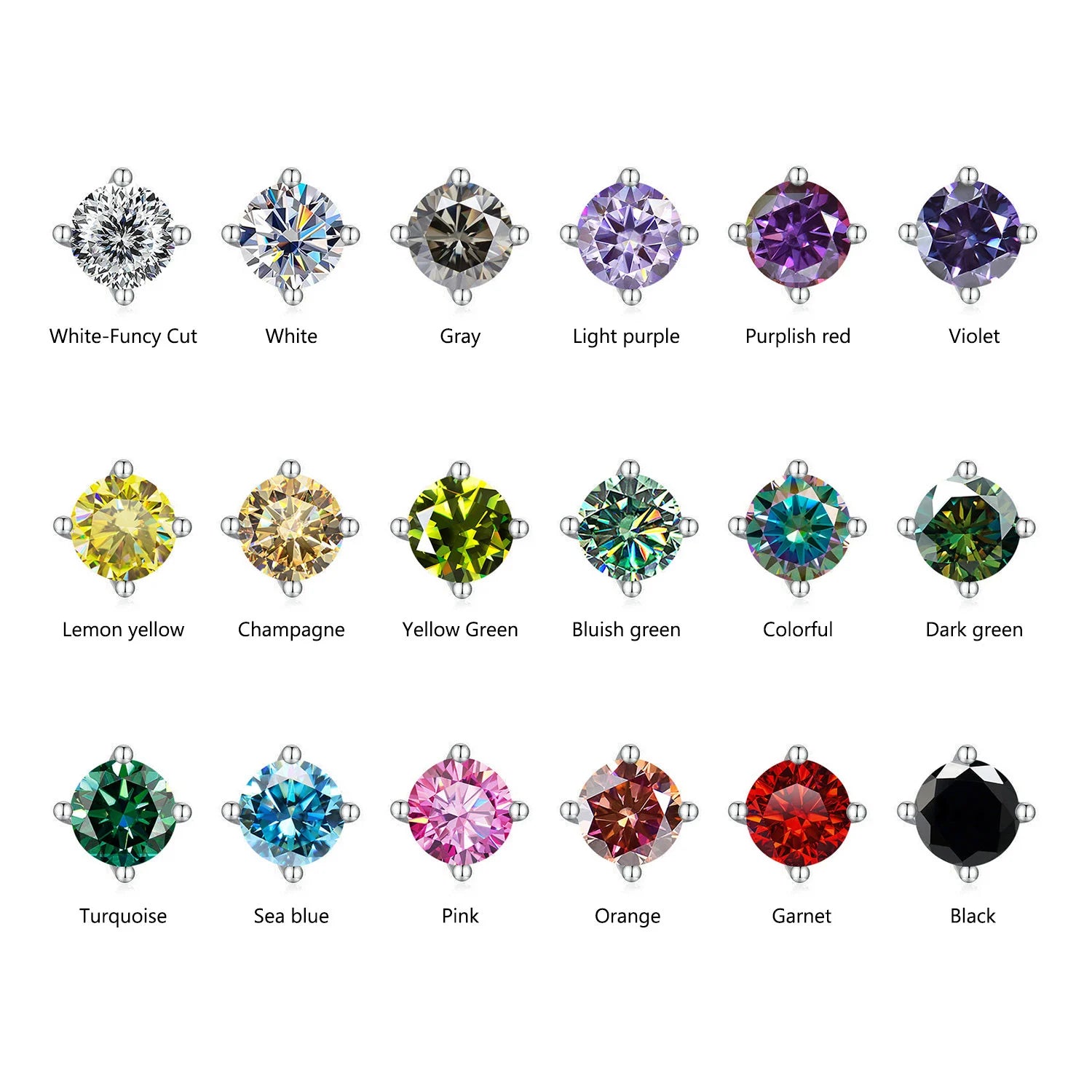 S925 Rare Color Moissanite Stud Earrings