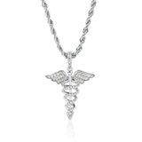 S925 Moissanite Angel Wings Cross Pendant