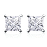 S925 Moissanite Princess Cut Stud Earrings