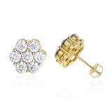 S925 Silver Moissanite Flower Cluster Stud Earrings