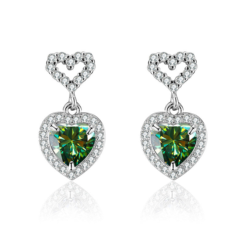 S925 Moissanite Heart Cut Dangly Earrings