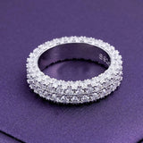 S925 Moissanite Two Row Stone Side Eternity Ring