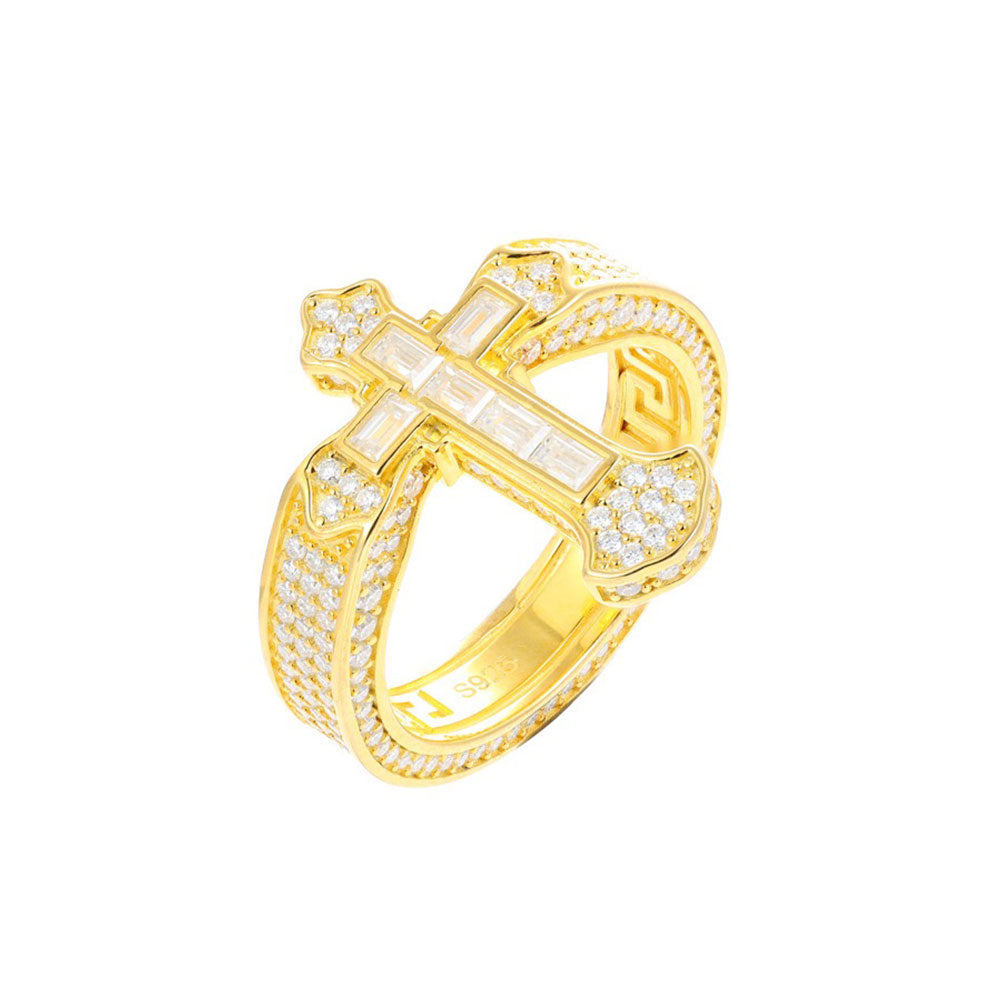 S925 Moissanite Orthodox Cross Ring