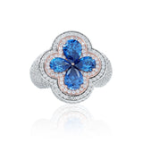 S925 Gemstone Moissanite Four Leaf Clover Ring