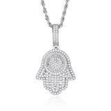 S925 Moissanite Baguette Hamsa Pendant