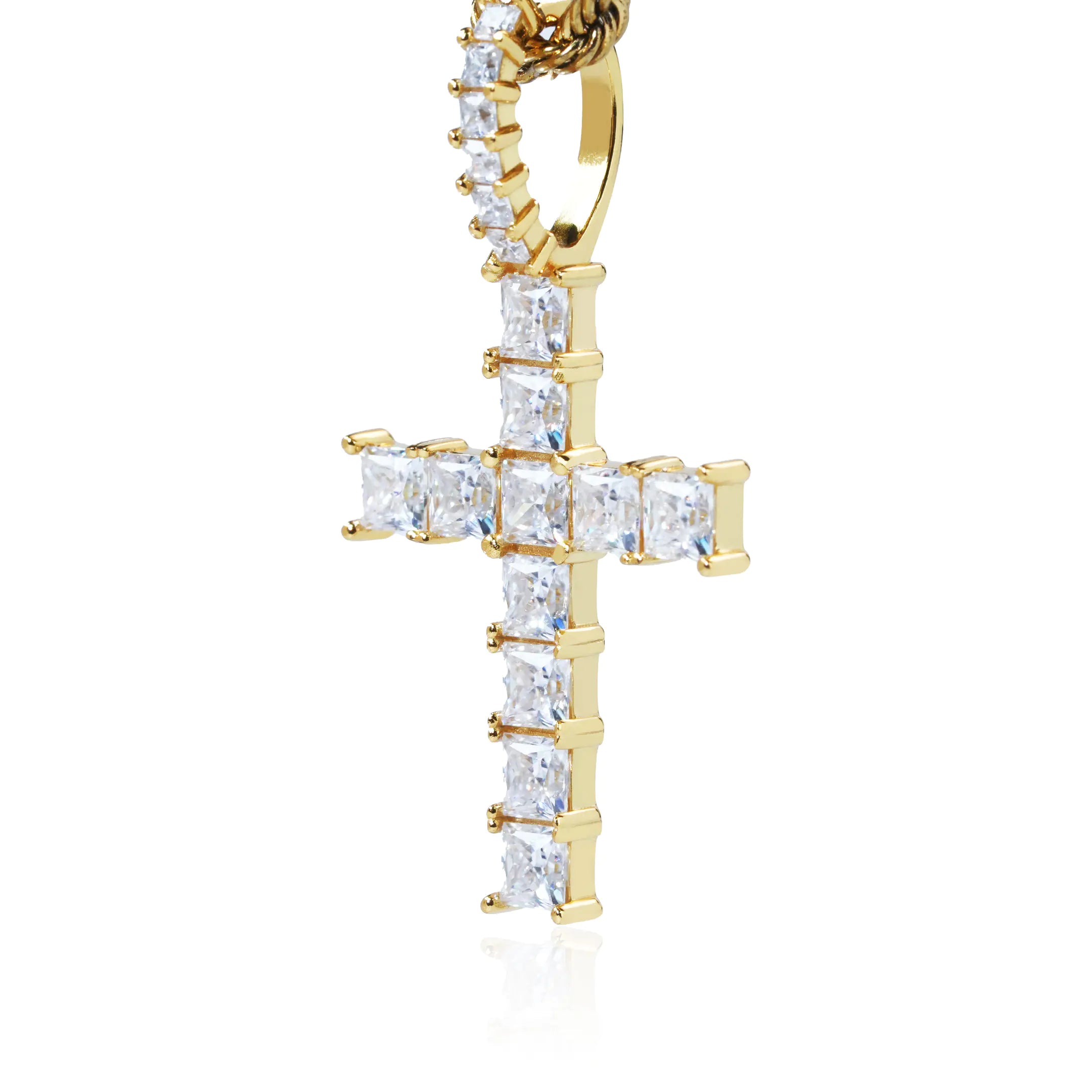 S925 Moissanite Princess Cut Cross Pendant