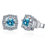 S925 Moissanite Round Cut Square Stud Earrings