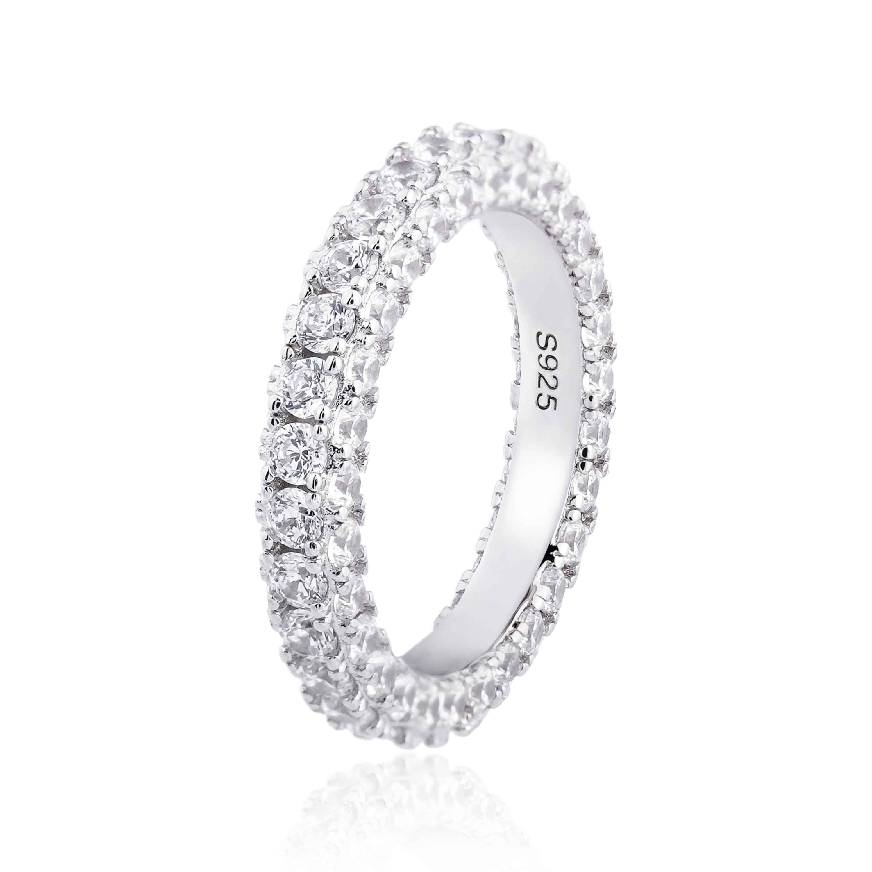 S925 Moissanite One Row Stone Side Eternity Ring