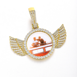 Custom Angel Wing Round Photo Pendants