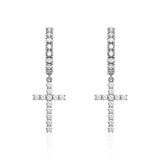 S925 Silver Moissanite Cross Hoop Earrings