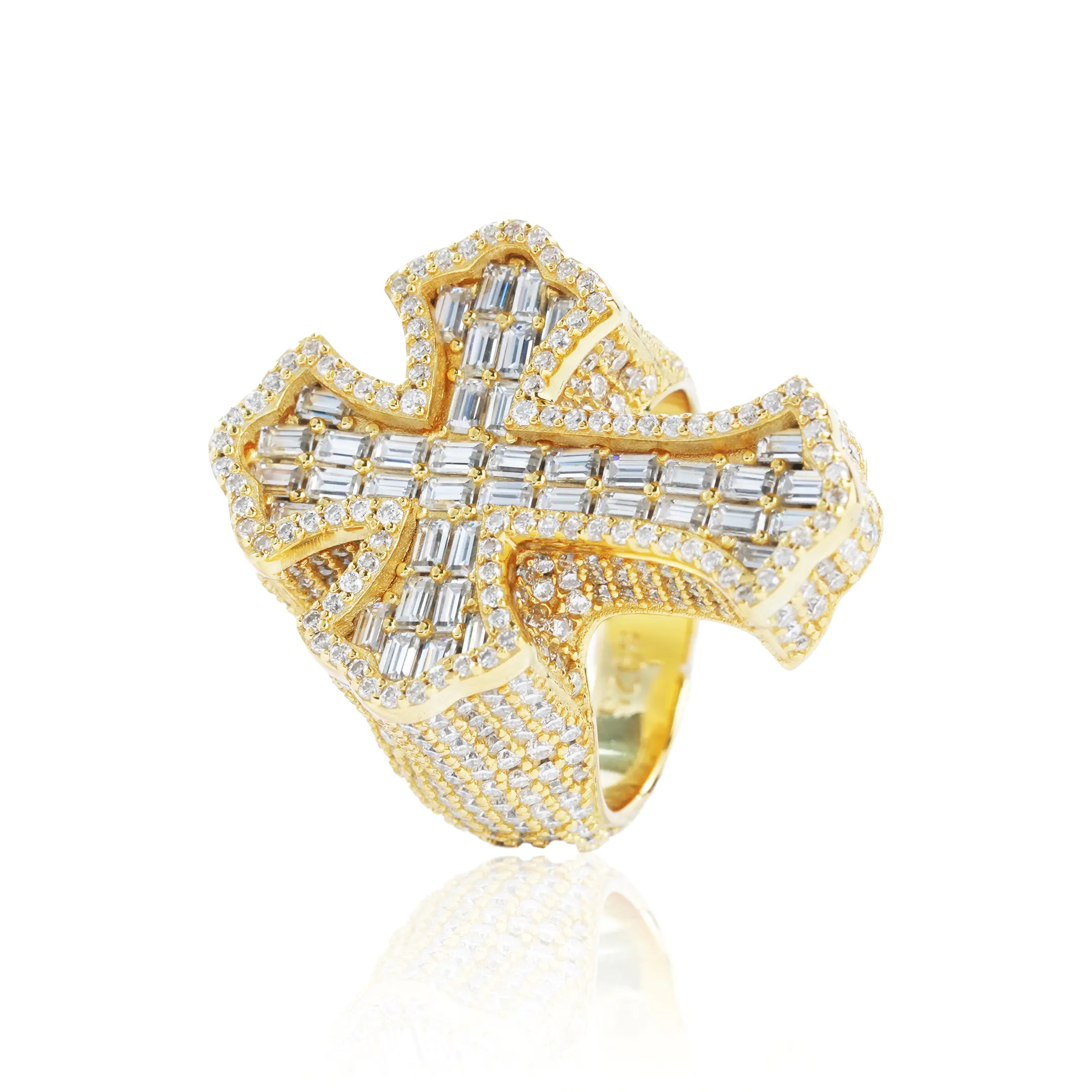 S925 Moissanite Cluster Cross Ring