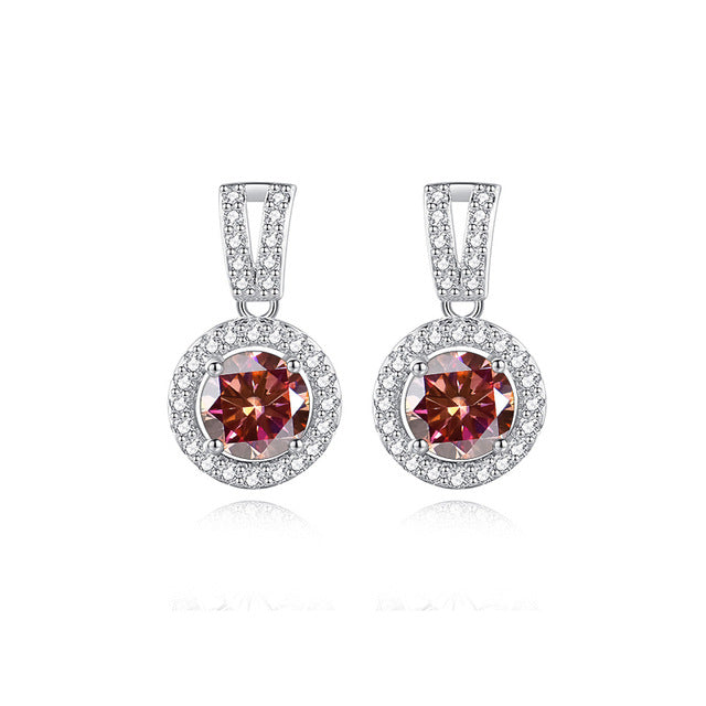 S925 Moissanite Round Cut Hola Dangly Earrings