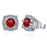 S925 Moissanite Round Cut Square Stud Earrings