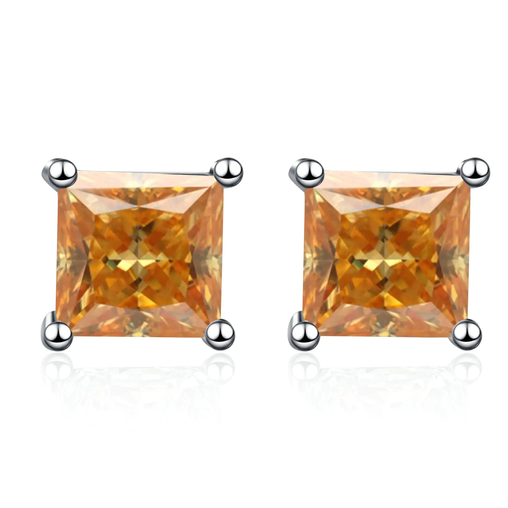 S925 Moissanite Princess Cut Stud Earrings