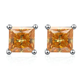 S925 Moissanite Princess Cut Stud Earrings