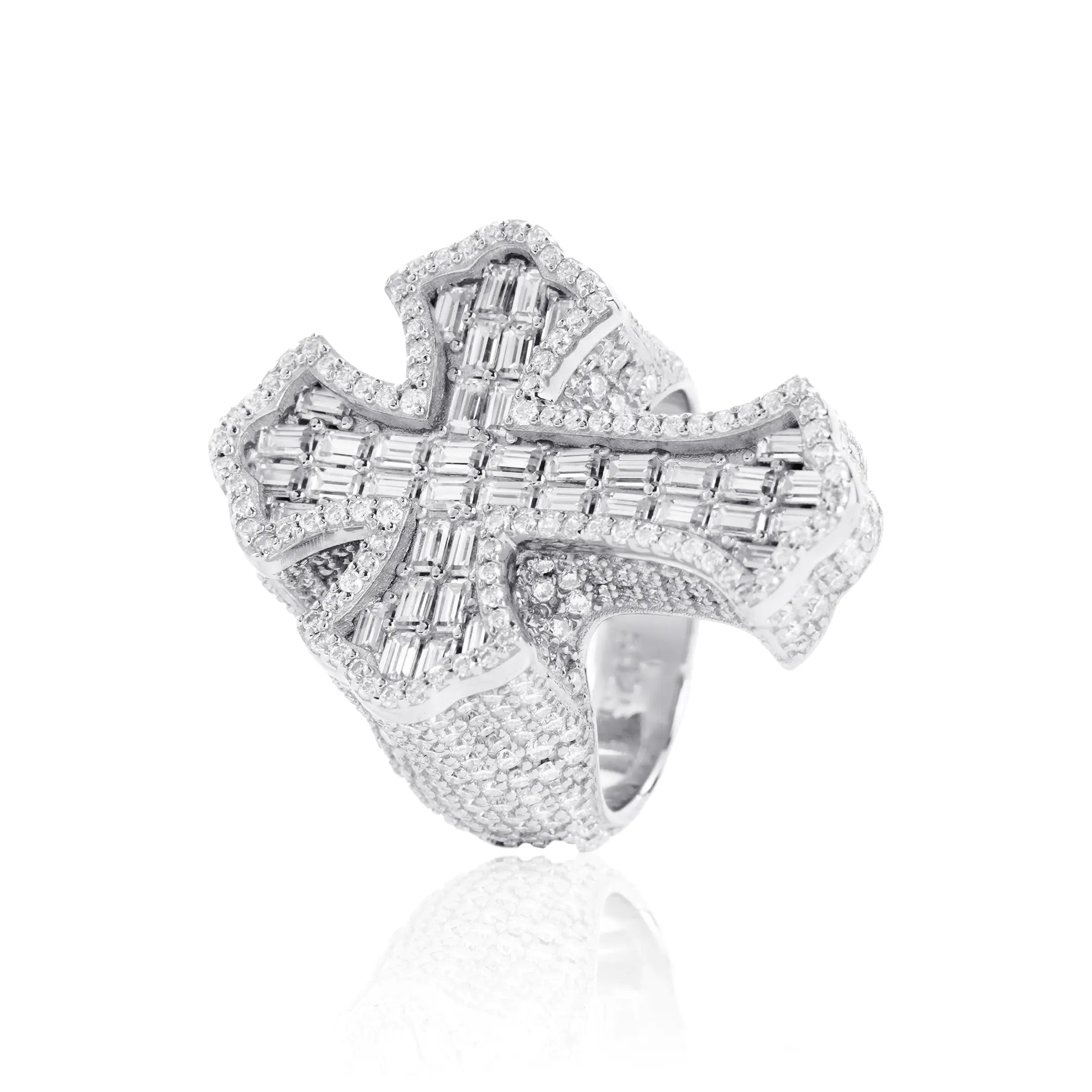 S925 Moissanite Cluster Cross Ring