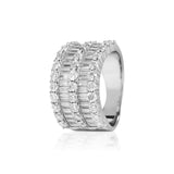 S925 Moissanite Three Rows Baguette Ring