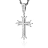 S925 Moissanite Deco Three Row Cross Pendant