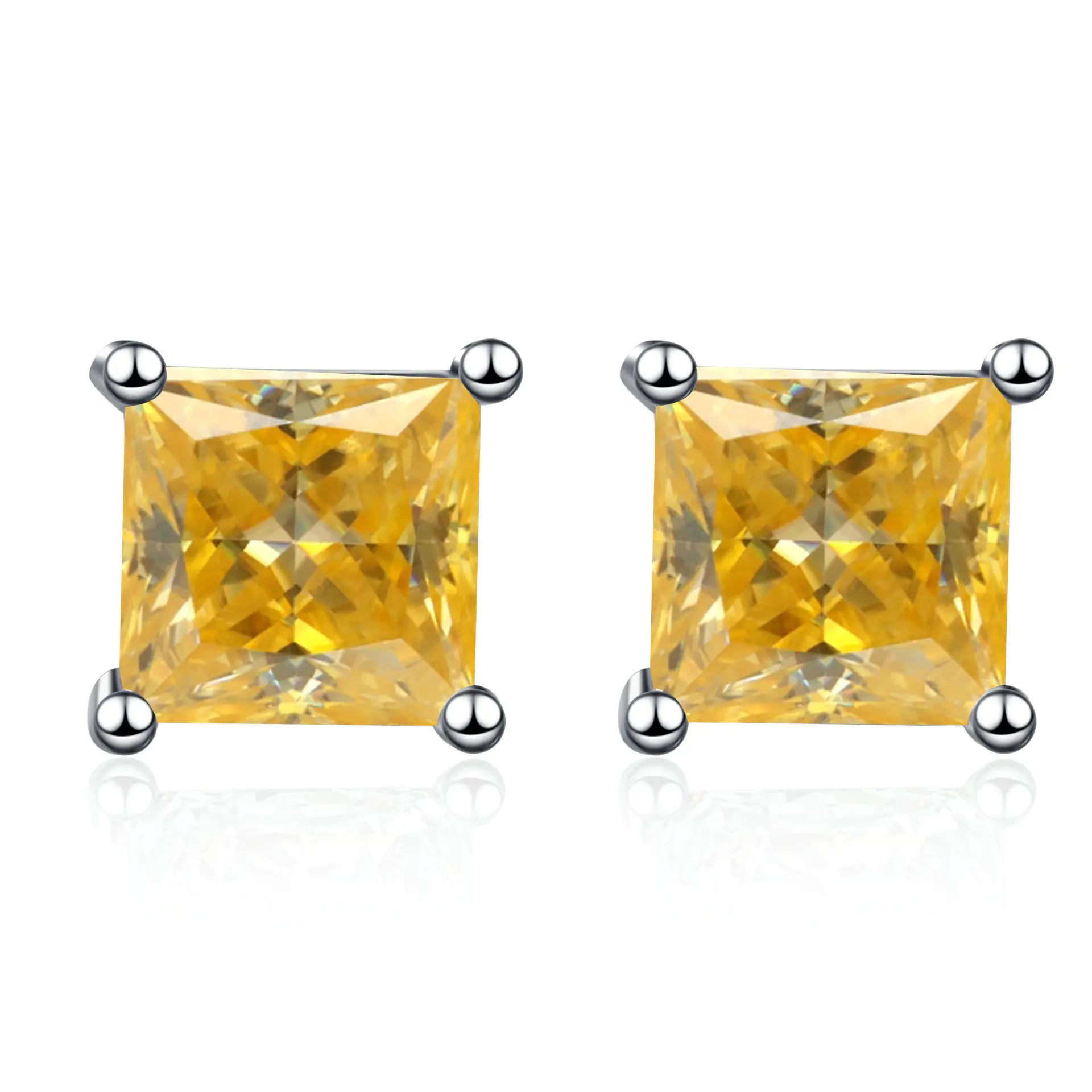 S925 Moissanite Princess Cut Stud Earrings