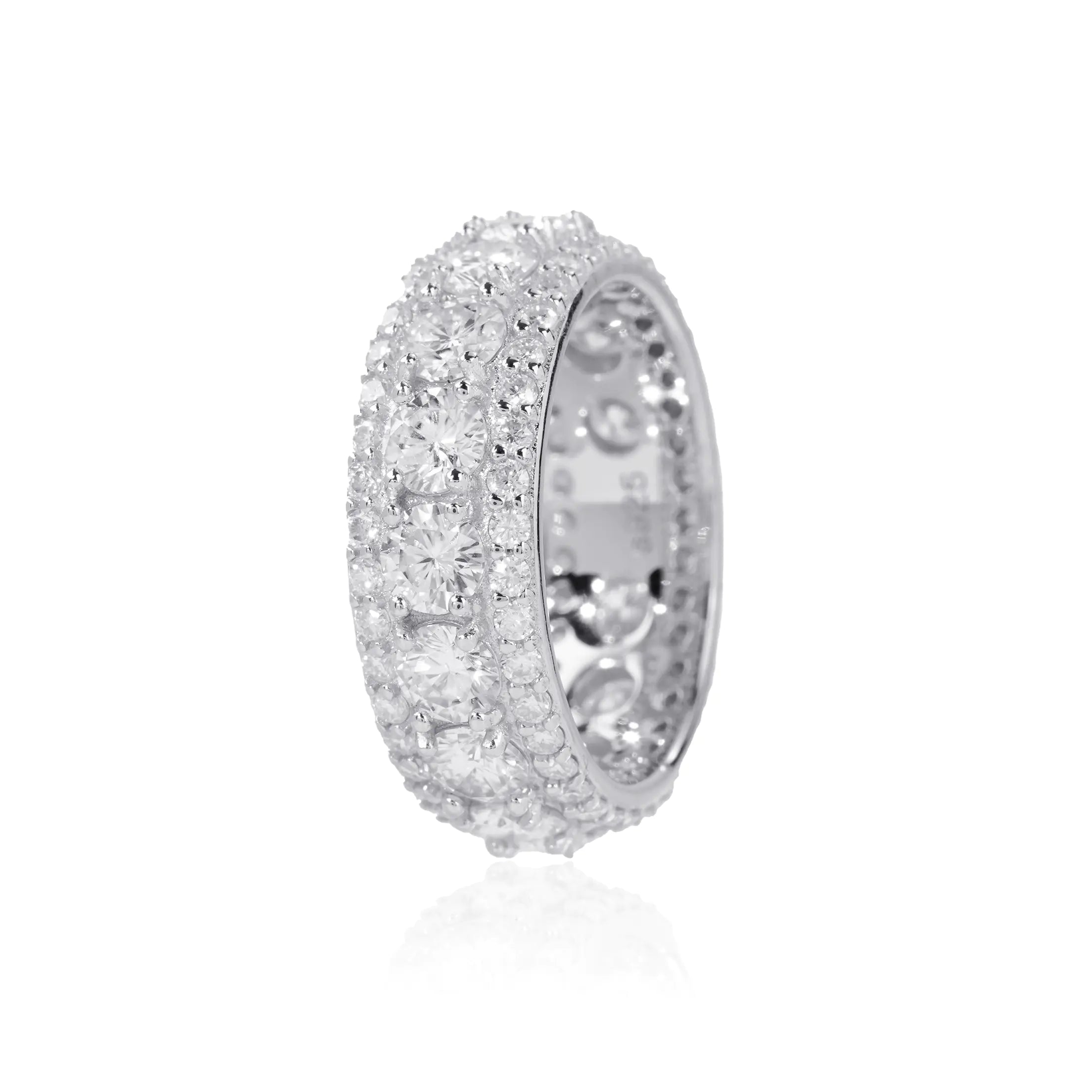 S925 Moissanite Three Row Ring