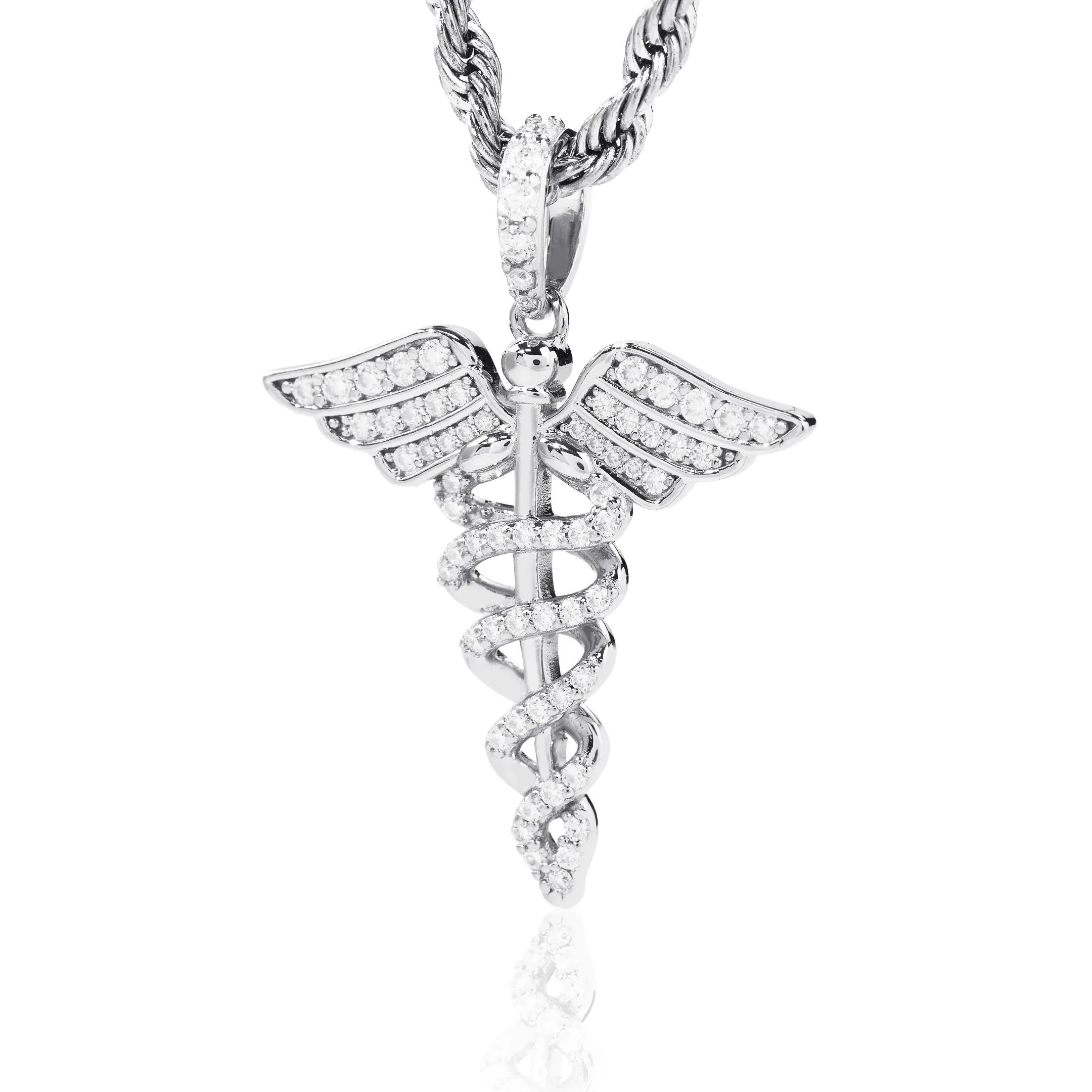 S925 Moissanite Angel Wings Cross Pendant