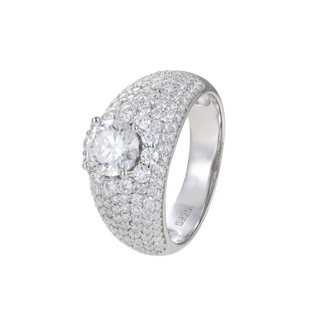 S925 Moissanite Solitaire Halo Band Ring