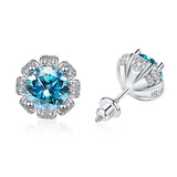 S925 Moissanite Flower Stud Earrings