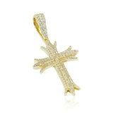 S925 Moissanite Deco Three Row Cross Pendant