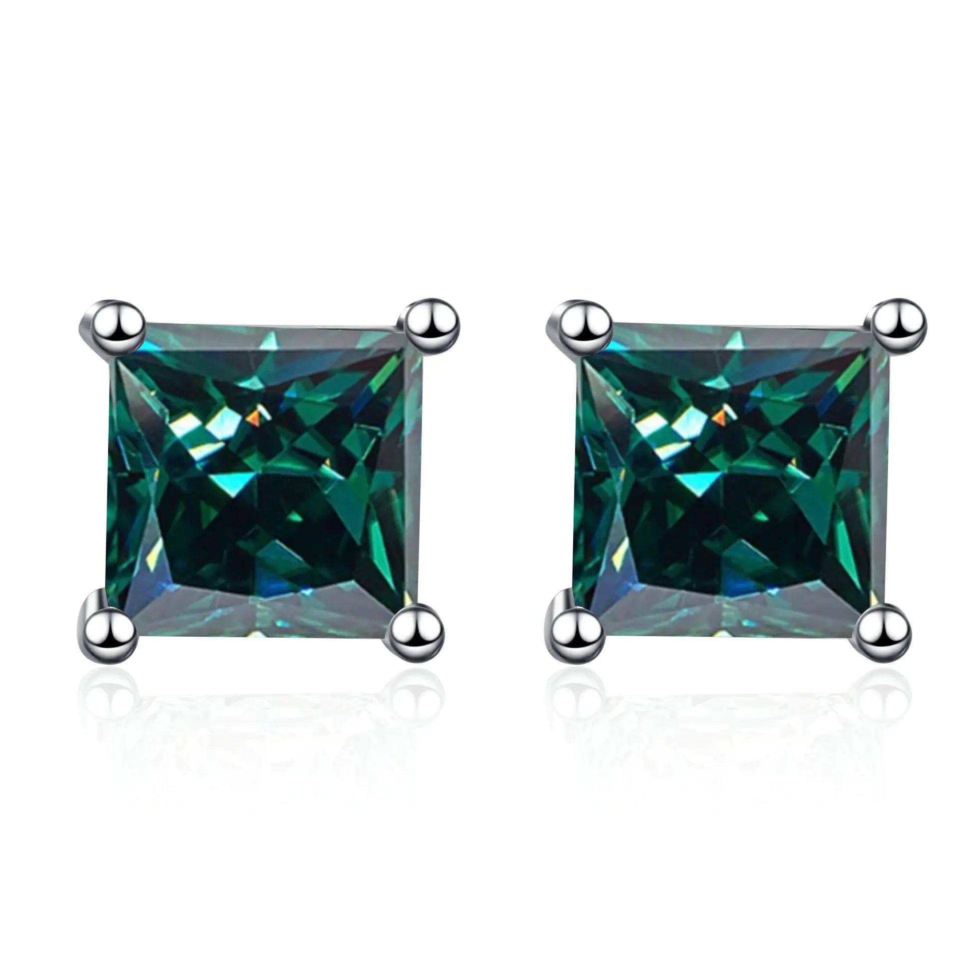 S925 Moissanite Princess Cut Stud Earrings