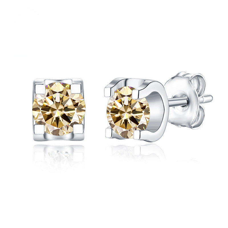 S925 Moissanite Round Cut Stud Earrings