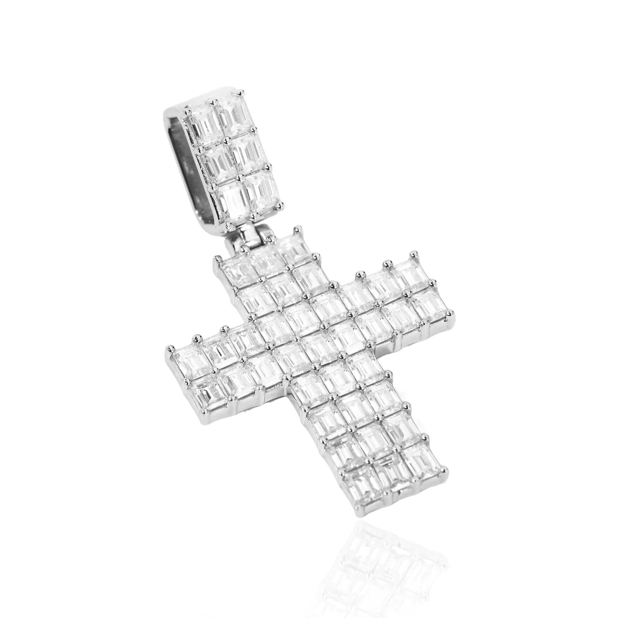 S925 Moissanite Baguette Cross Pendant