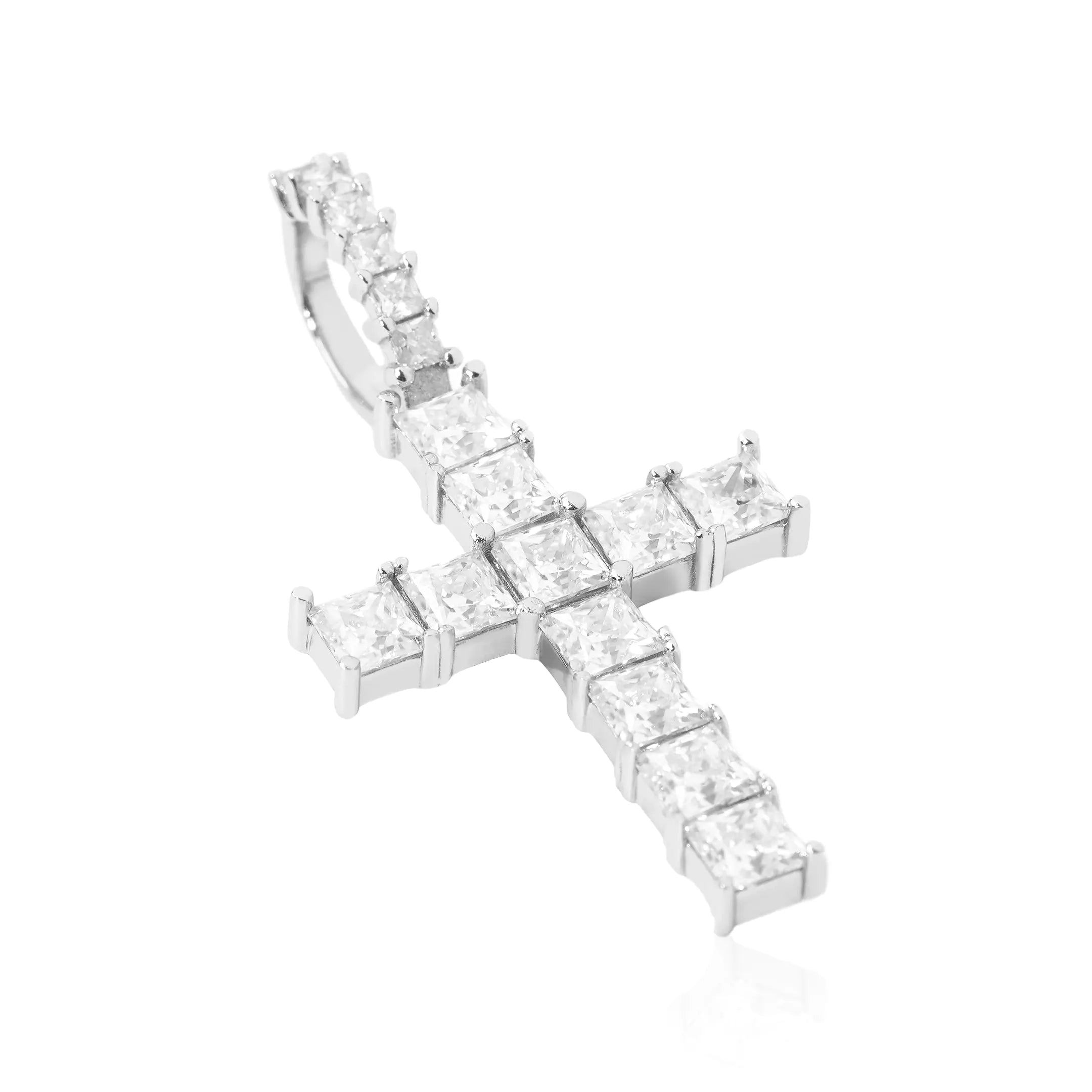 S925 Moissanite Princess Cut Cross Pendant